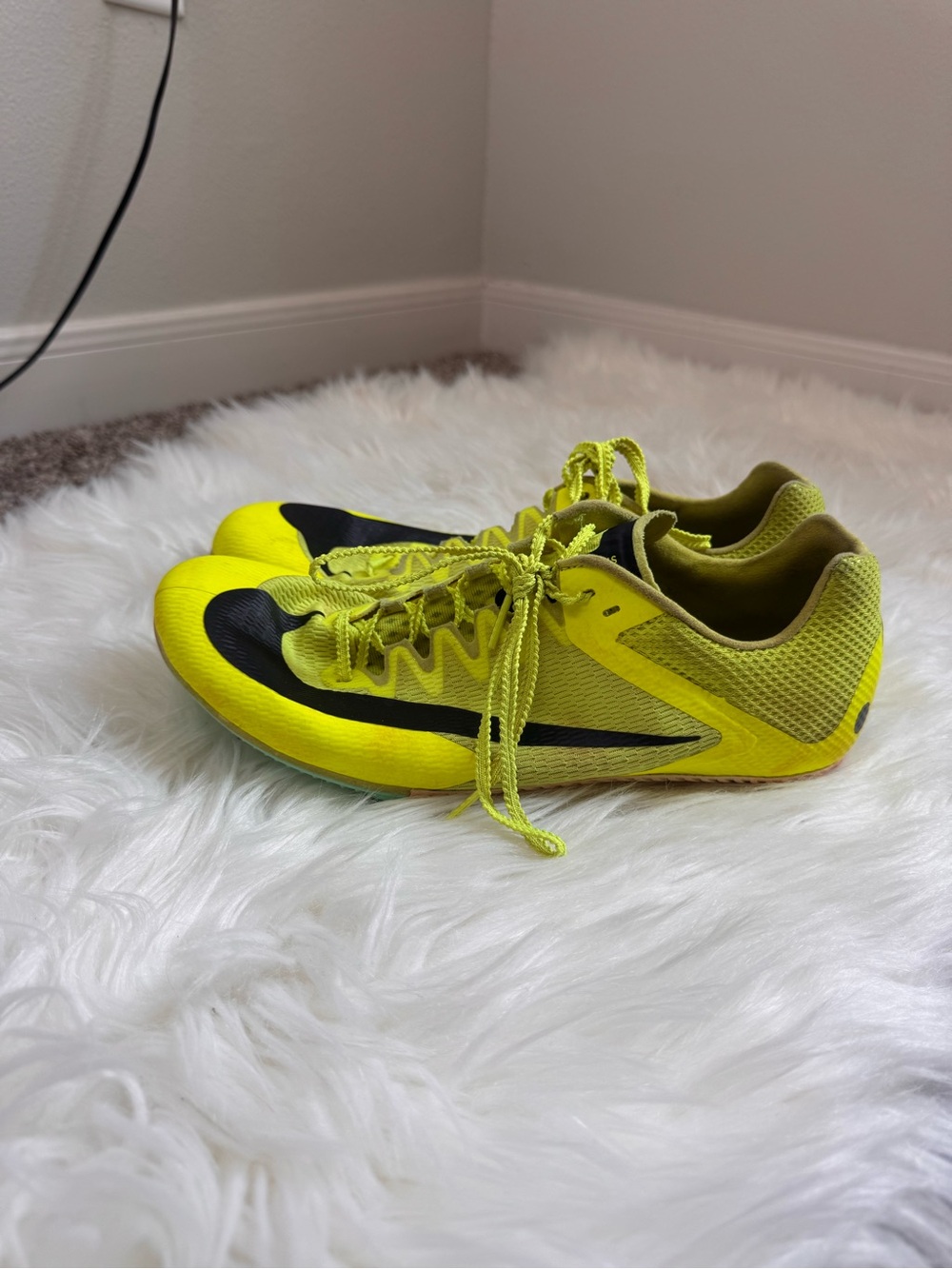 Nike Neon Yellow track running spikes